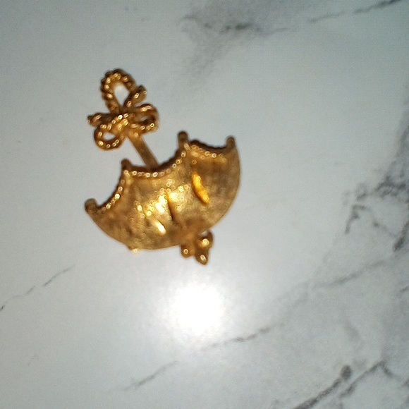 *GIFT* Vintage Detailed Gold Tone Umbrella Brooch / Pin - Picture 6 of 10